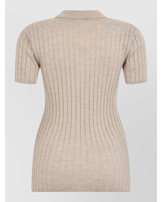 Totême Natural Silk Cashmere Rib Knit Polo Shirt