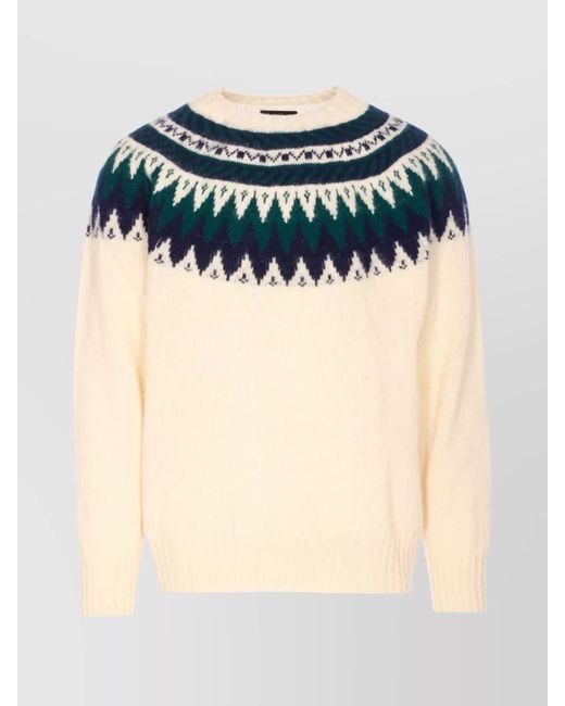 Howlin' Men's Blue Long Sleeve Crew Neck Patterned Knitwear