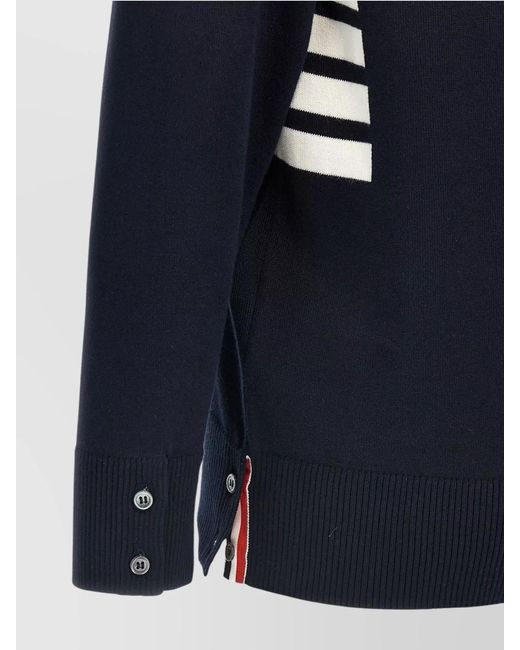 Thom Browne Blue Cotton Fine-Knit V-Neck Cardigan for men