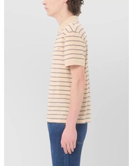 Valentino Garavani Natural Polo Shirt Short Sleeves Striped Silk Blend for men