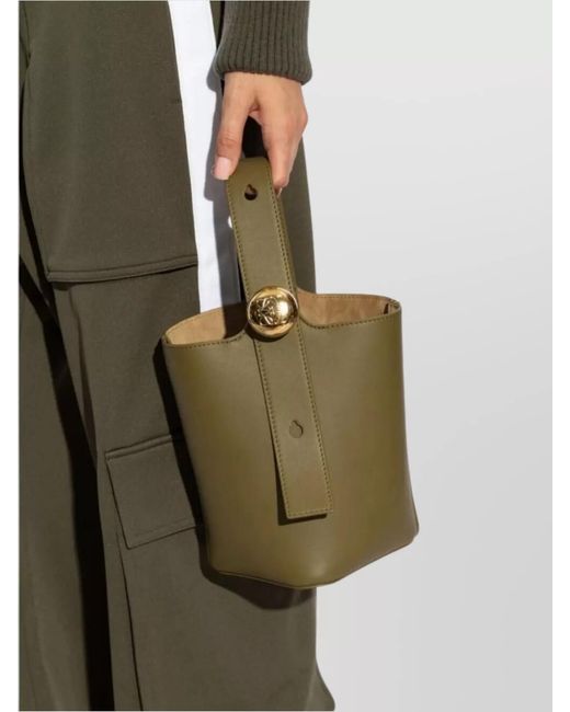 Loewe Green Smooth Leather Mini Pebble Bucket Bag