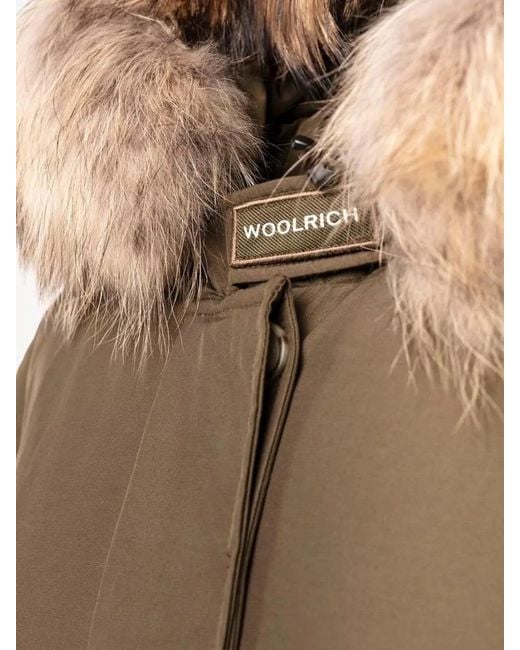 Woolrich Brown Arctic Raccoon Hooded Parka Coat Pockets