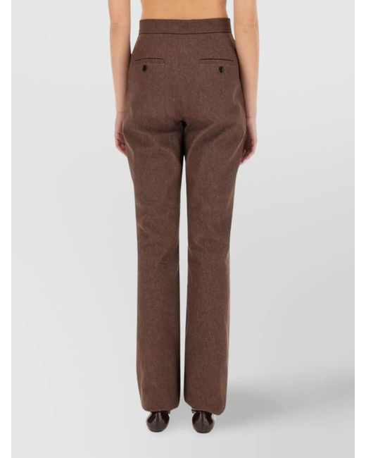 Max Mara Brown Cotton Straight-Leg Trousers