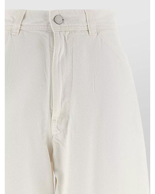 Lemaire White Denim Trousers Belt Loops Side Pockets