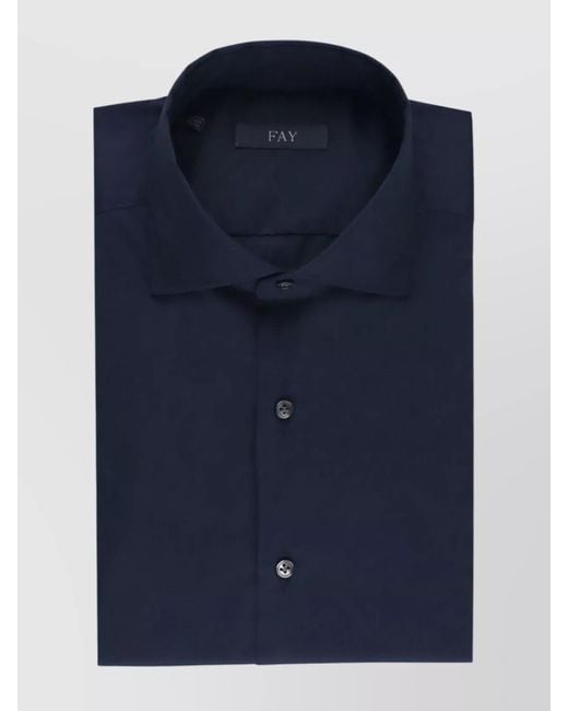 Fay Blue Tailored Long Sleeves Cotton Shirt for men