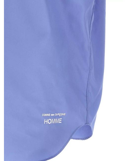 Comme des Garçons Blue Shirt Logo Embroidery Button Down Collar for men