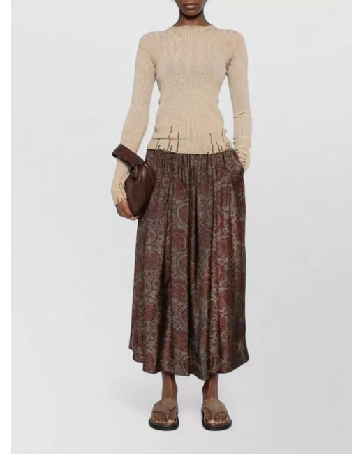 Uma Wang Natural Long Sleeve Ribbed Knit Patch Blouse