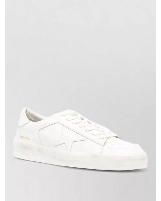 Golden Goose Deluxe Brand White Stardan Leather Sneakers Flat Sole for men