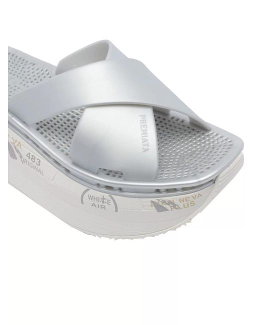 Premiata Metallic Crossed Straps Platform Sandals With Open Toe