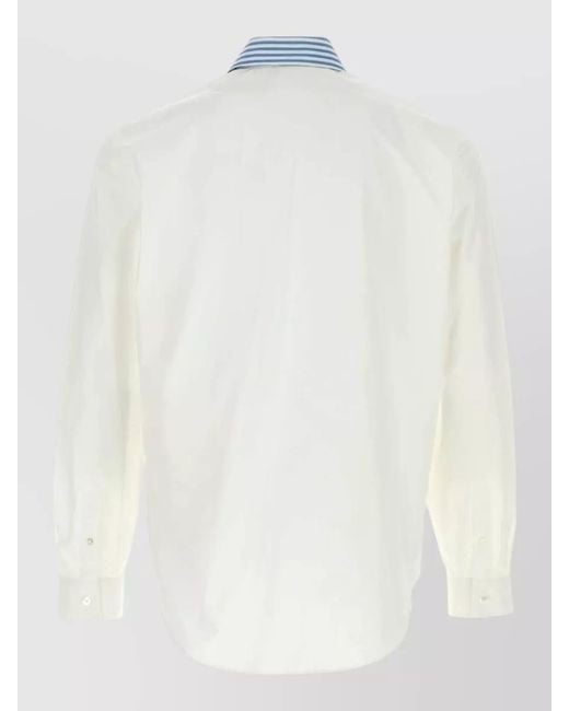 Fendi White Poplin Shirt Button Down Collar Long Sleeves for men