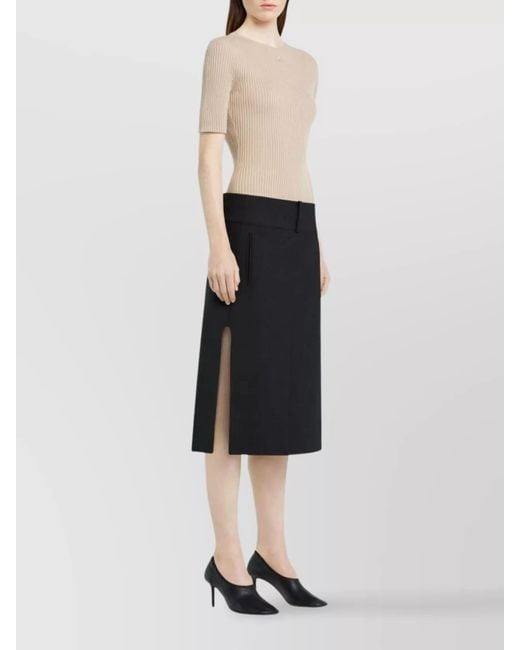 Courreges Natural Short-Sleeve Crewneck Knitted Top