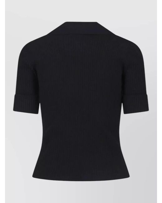 Courreges Black Short-Sleeve Polo Top
