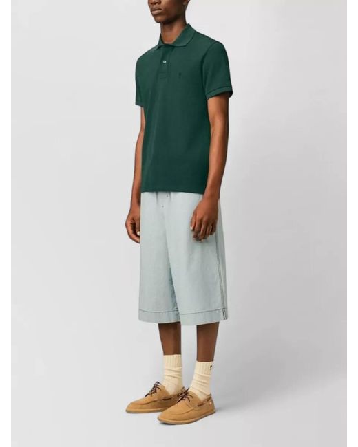 AMI Green Short Sleeve Polo Shirt Regular Fit for men