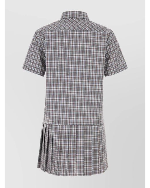 Miu Miu Gray Embroidered Cotton Mini Shirt Dress