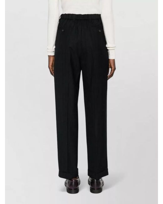 Miu Miu Black High-Rise Pinstripe Wool Tailored Trousers