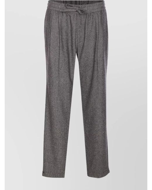 Dolce & Gabbana Gray Trousers Tailored Herringbone Pattern for men