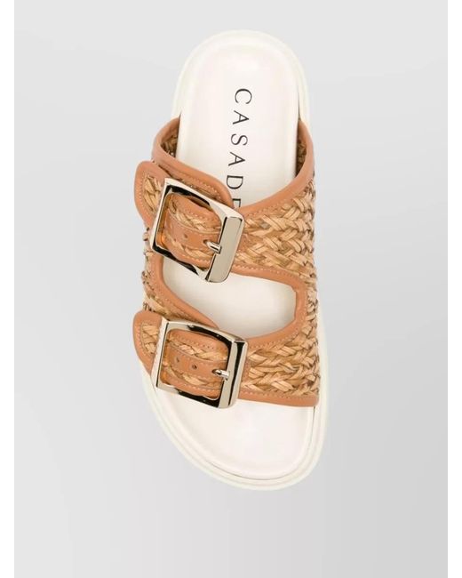 Casadei Natural Platform Sandals Open Toe Woven Design