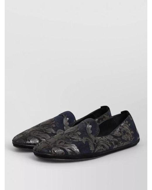 Dolce & Gabbana Black Leather Jacquard Slippers for men