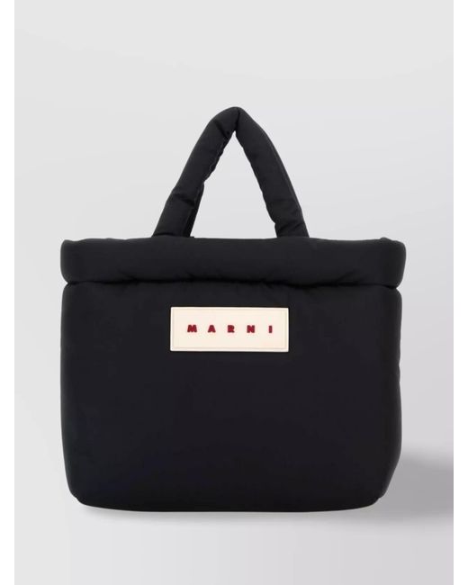 Marni Black Padded Fabric Shoulder Bag With Top Handles