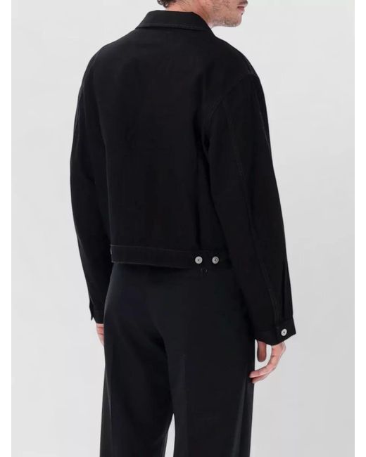 Lemaire Blue Cropped Trucker Jacket Contrast Stitching Pockets for men