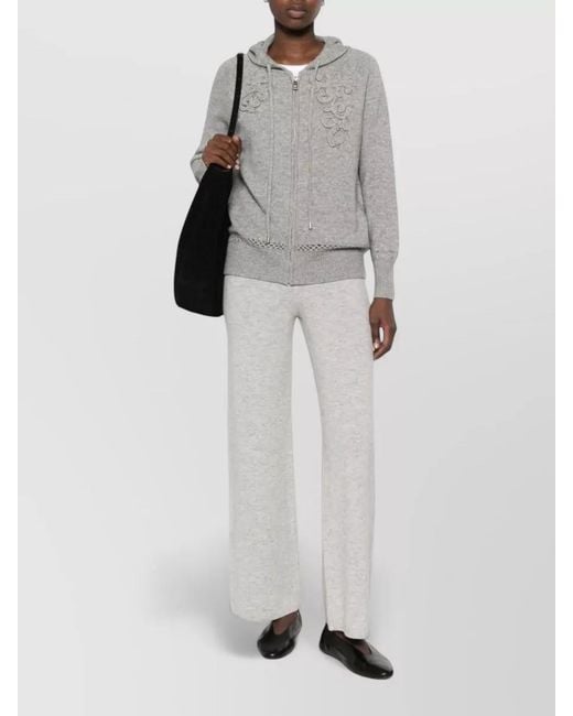 ERMANNO FIRENZE White Lounge Trousers Soft Knit Relaxed Silhouette