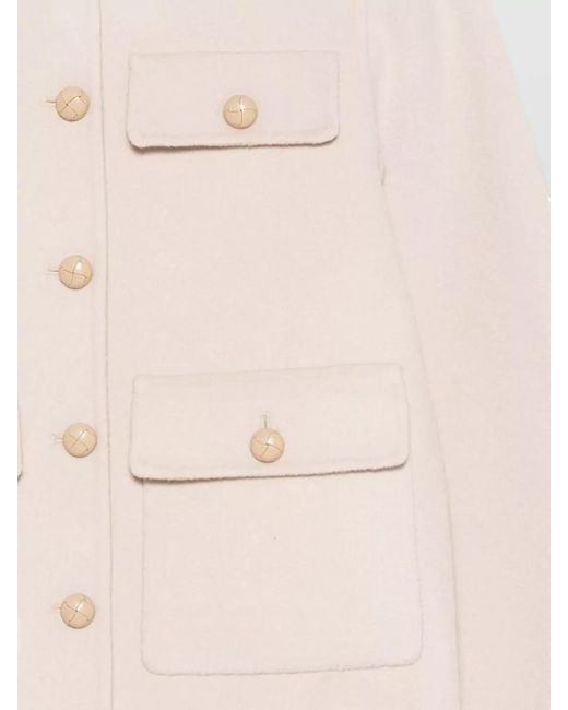 Semicouture Natural Alisa Wool Jacket Long Sleeves Buttons Pockets
