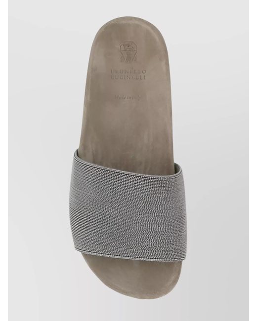 Brunello Cucinelli Gray Embellished Sandals