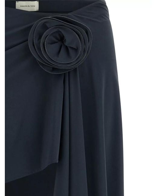 Magda Butrym Blue 02 Swimsuit Skirt Asymmetric Draped Floral