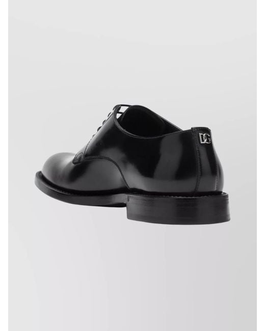 Dolce & Gabbana Black Calf Leather Derby Shoes for men