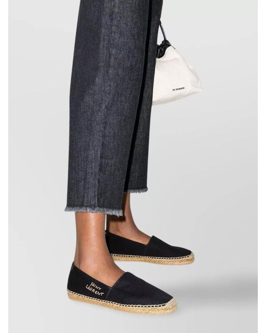 Saint Laurent Black Logo-Embroidered Espadrilles