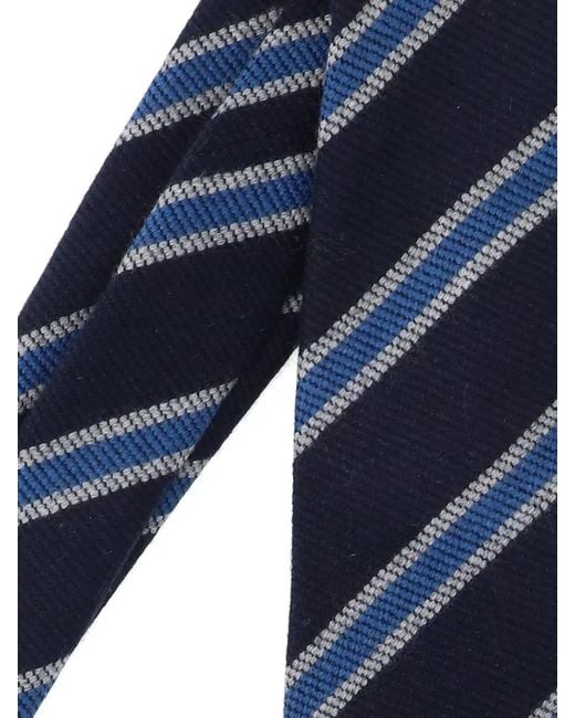 Cesare Attolini Blue Narrow Striped Tie Slim Shape Design for men