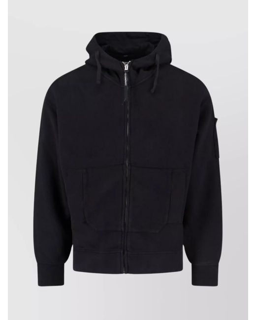 C P Company Blue Hooded Sweatshirt Arm Pocket for men