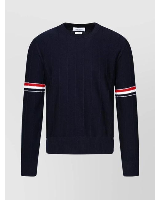 Thom Browne Blue Wool Crewneck Jumper for men