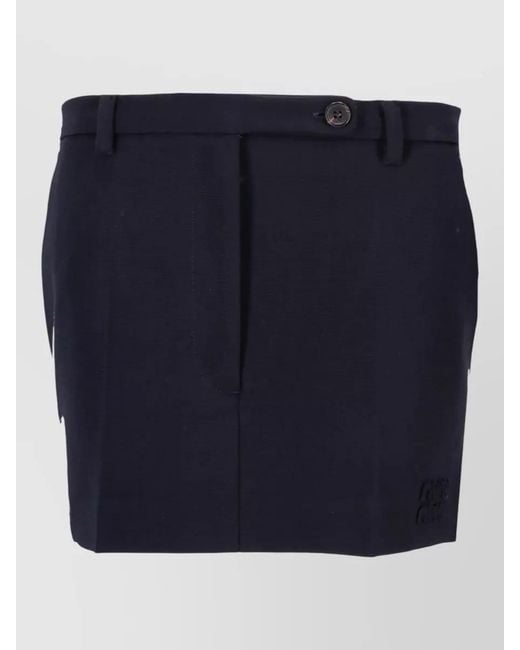 Miu Miu Blue Stretch Jersey Mini Skirt
