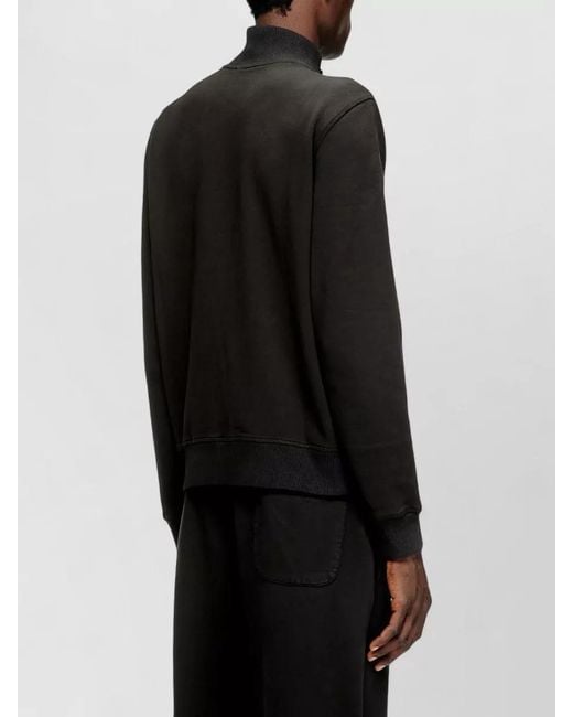 DIESEL Black Cotton High-Neck Zip Sweatshirt for men