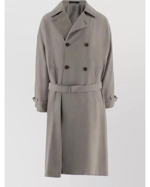 Giorgio Armani Gray Oversized Double-Breasted Trench Coat for men