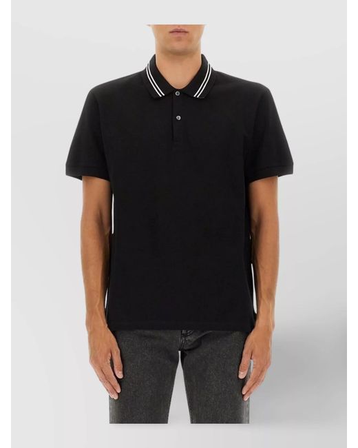 McQueen Black Cotton Logo Polo Shirt for men