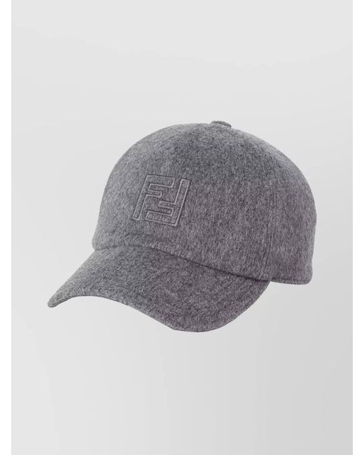 Fendi Gray Wool Cashmere Baseball Cap