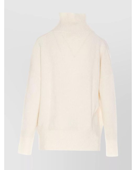 Lisa Yang Natural Ribbed Turtleneck Knitwear Dropped Shoulders