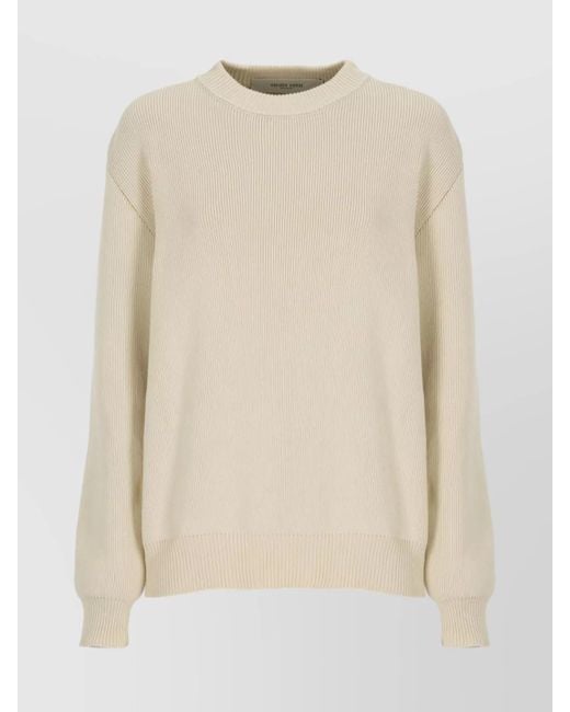 Golden Goose Deluxe Brand Natural Cotton Sweater With Crew Neckline And Embroidery