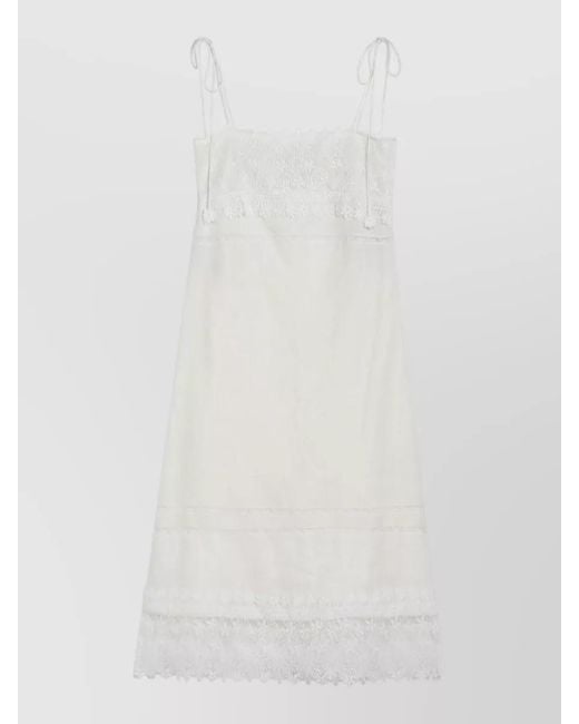 Valentino White Linen Embroidered Midi Dress
