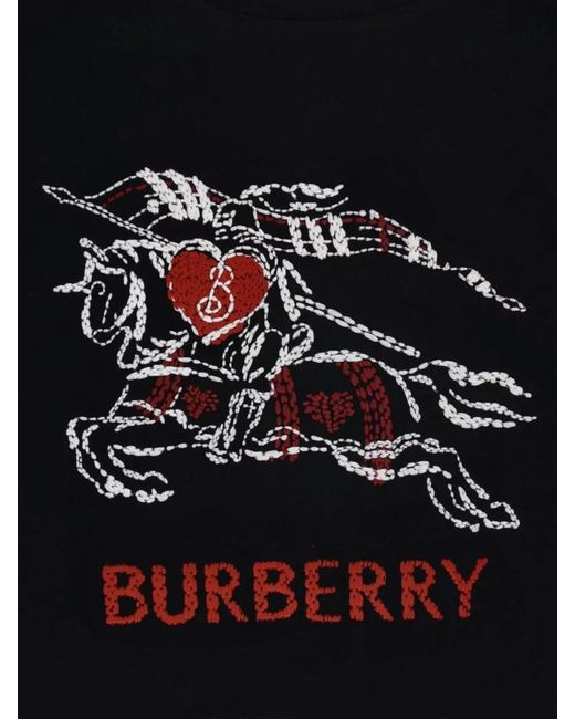 Burberry Black Graphic Short Sleeve Crew Neck Shirt for men