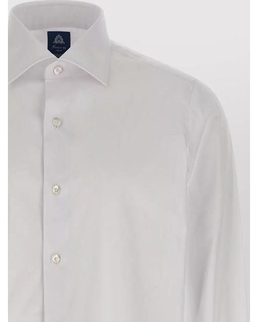 Finamore 1925 White Napoli Shirt Button Down Collar Cuffs for men