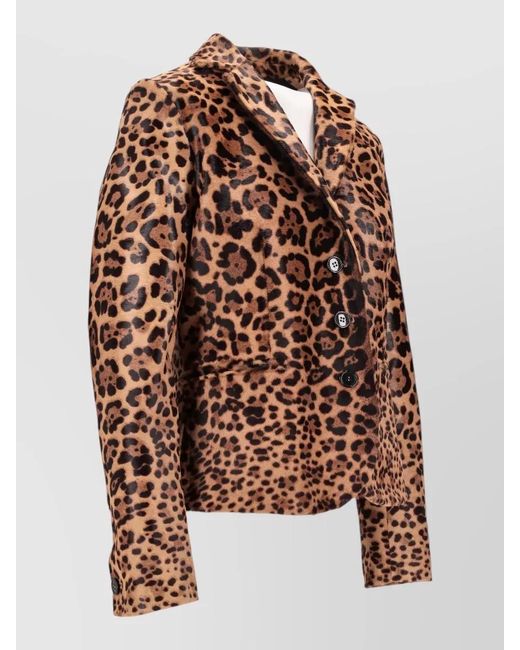 LA ROSE Brown Leather Fitted Blazer