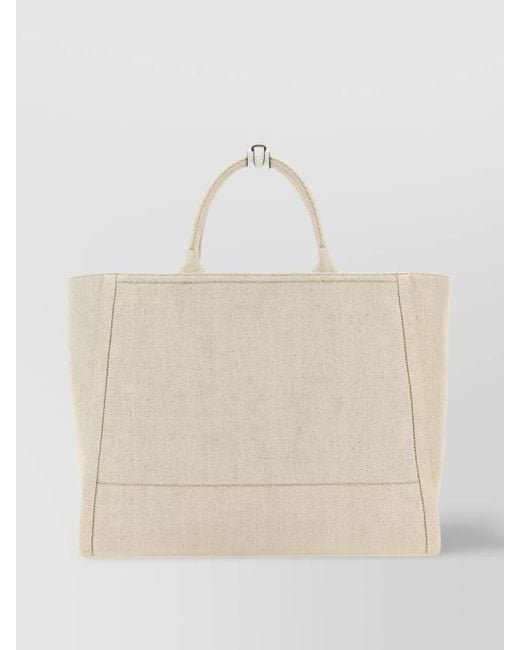 Prada Natural Shopping Canvas Tote Bag