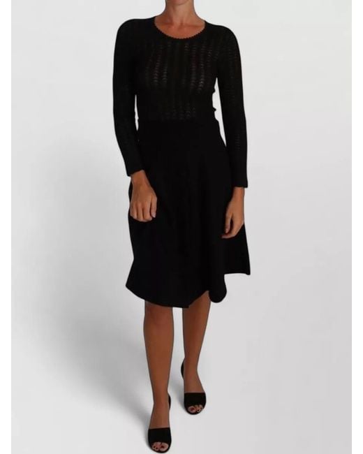 Dolce & Gabbana Black Knitted Wool Dress Long Sleeves Buttons
