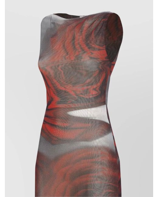 Jean Paul Gaultier White Printed Sleeveless Boat Neck Maxi Dress