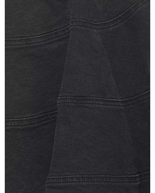 Self-Portrait Black Denim Skirt Asymmetric Hem Belted Waist