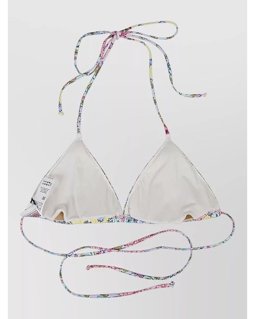 Mc2 Saint Barth Gray Triangle Bikini Top Floral Print Graphic