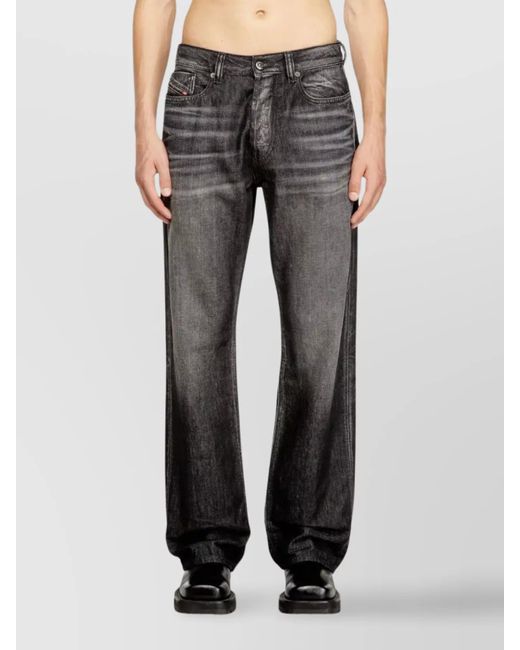 DIESEL Gray Denim Straight-Leg Jeans for men